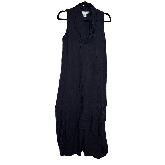 Cynthia Rowley Dresses & Skirts - Cynthia Rowley Navy Linen Blend Cowl Neck Sleeveless High Low Tulip Midi Dress S